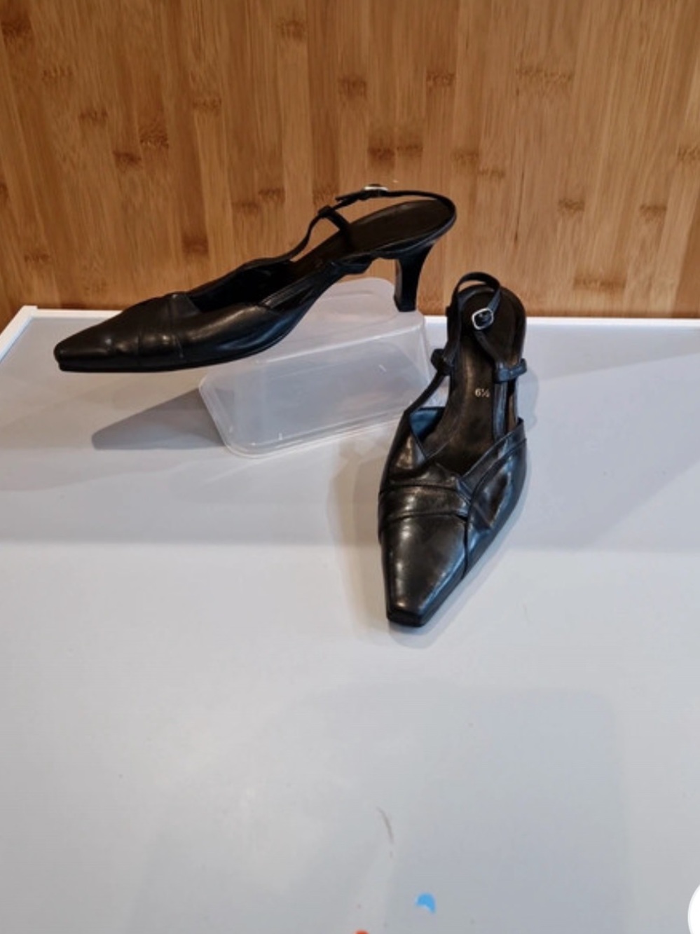 Gabor Black Pointed Slingback Loafers
